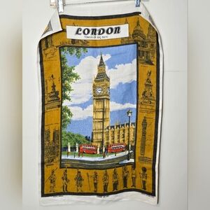 Vintage 70's Made In Ireland London Big Ben Linen Tea Towel